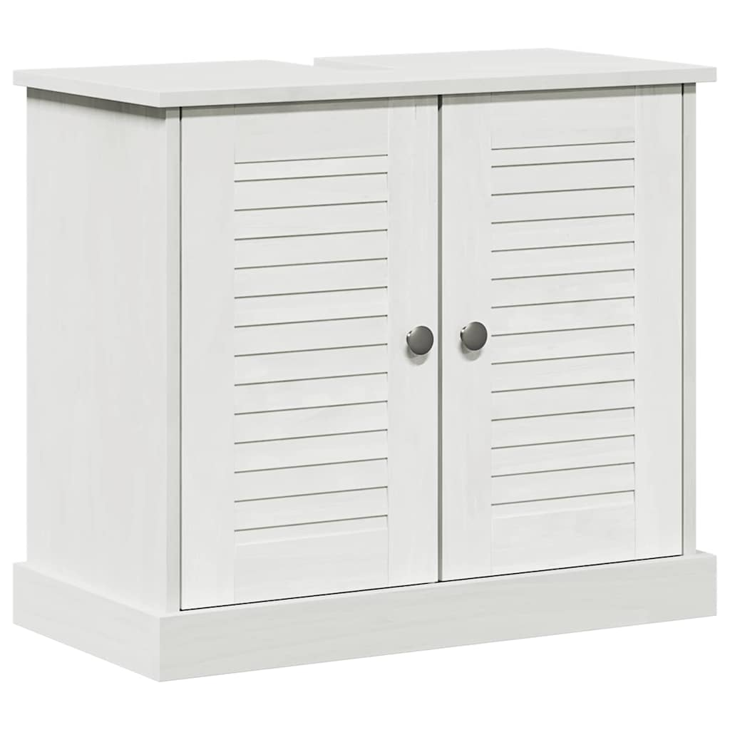 Bathroom Furniture Set 3 pcs Antique White Solid Pine Wood