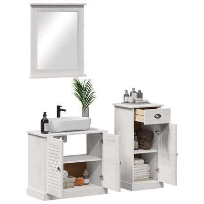 Bathroom Furniture Set 3 pcs Antique White Solid Pine Wood