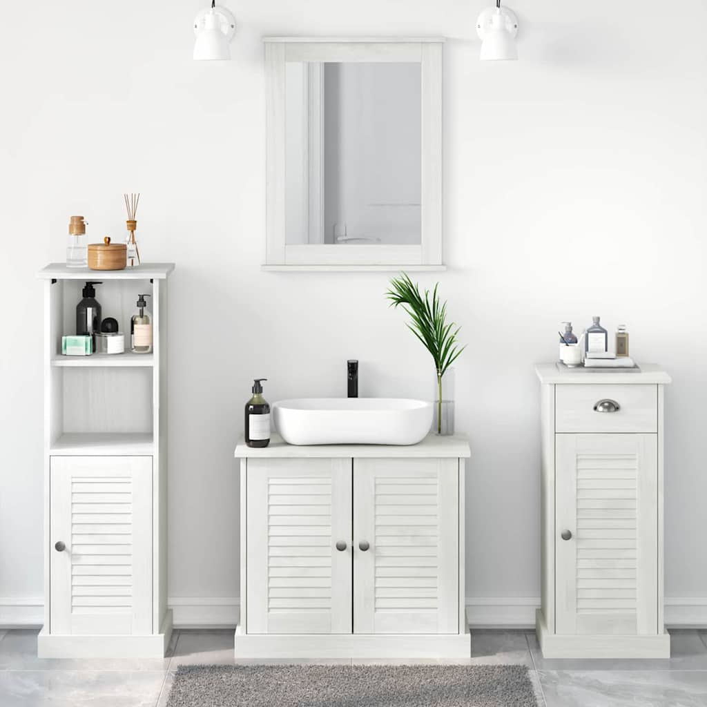 Bathroom Furniture Set 4 pcs Antique White Solid Pine Wood