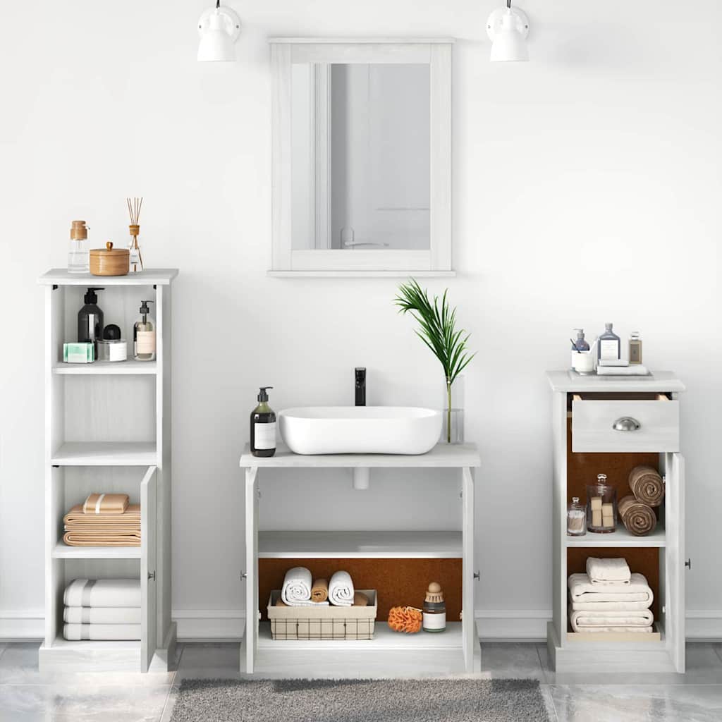 Bathroom Furniture Set 4 pcs Antique White Solid Pine Wood