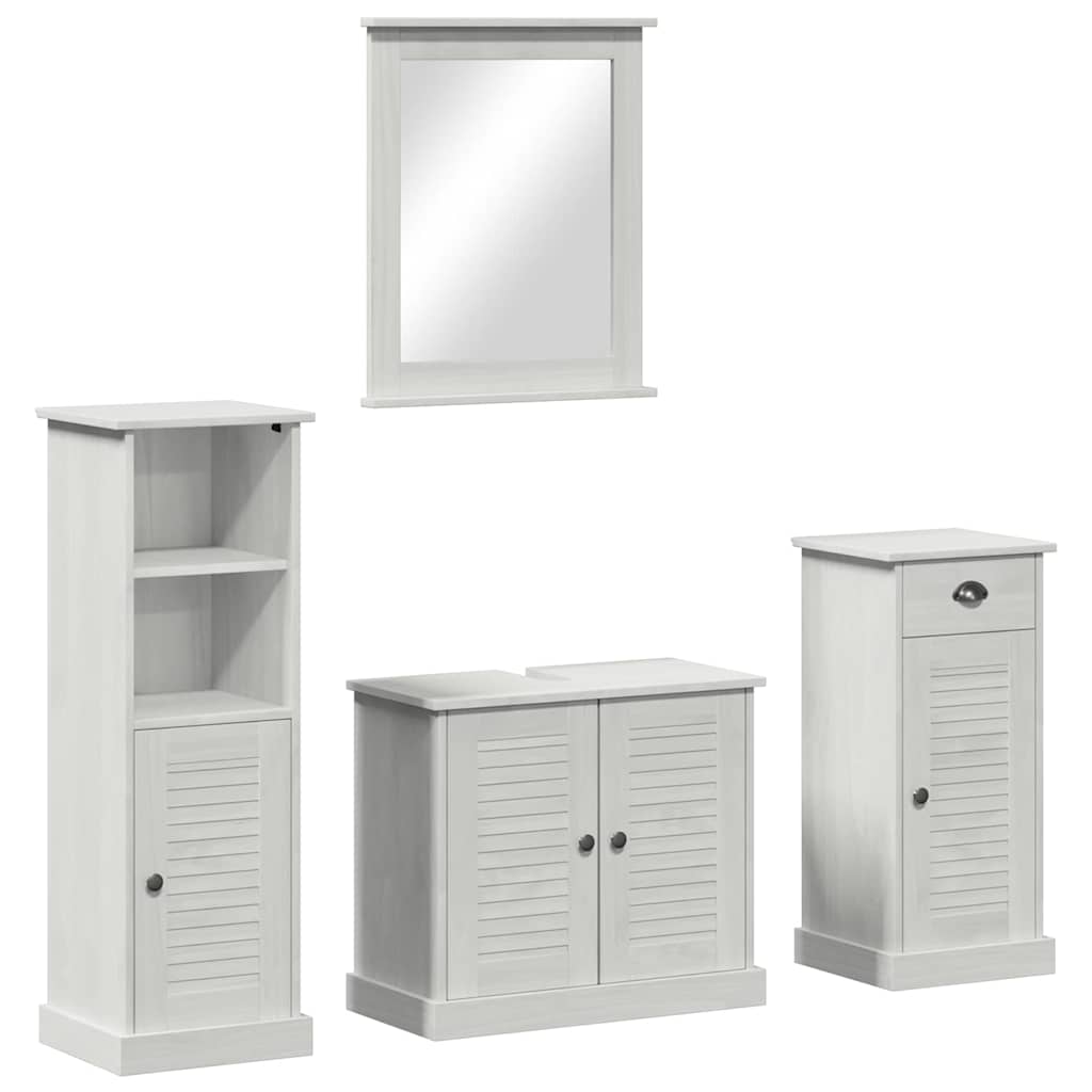 Bathroom Furniture Set 4 pcs Antique White Solid Pine Wood