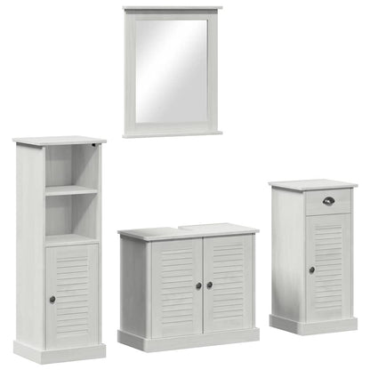 Bathroom Furniture Set 4 pcs Antique White Solid Pine Wood