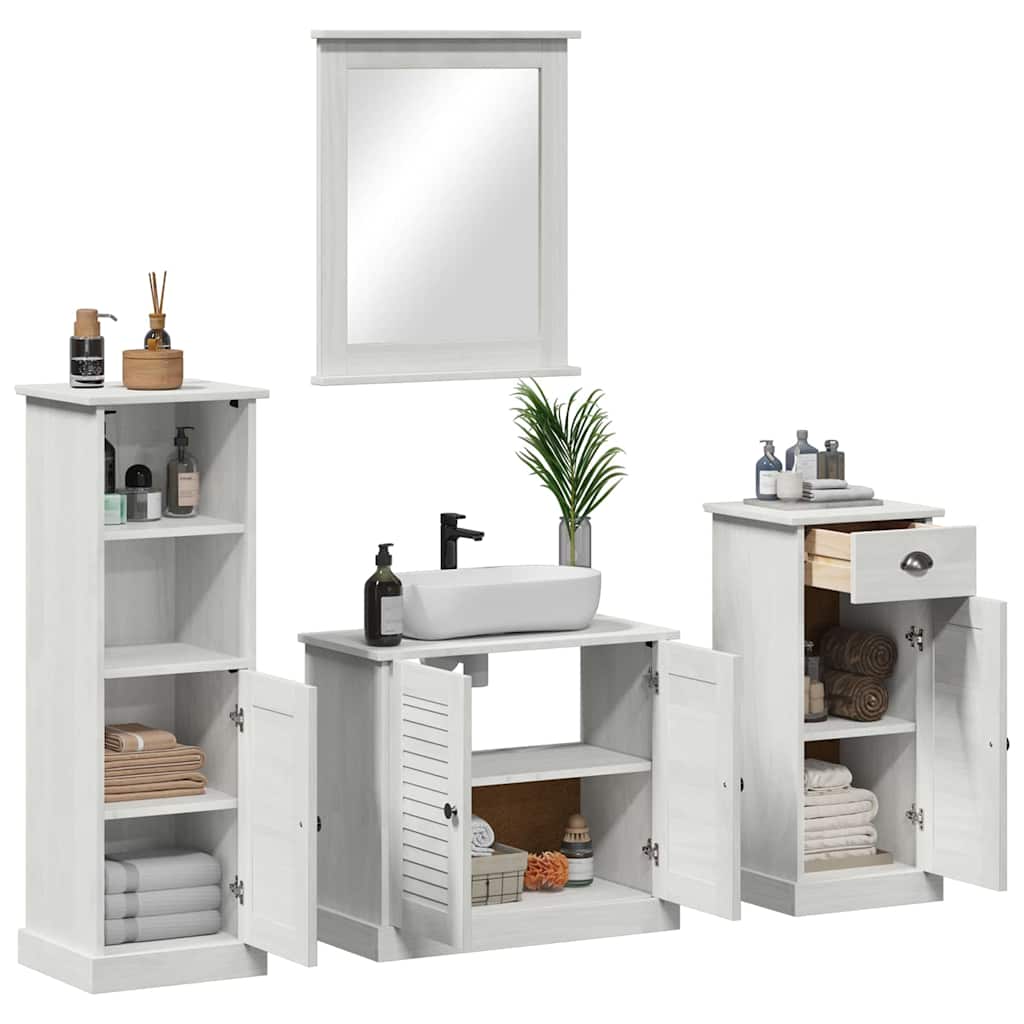 Bathroom Furniture Set 4 pcs Antique White Solid Pine Wood
