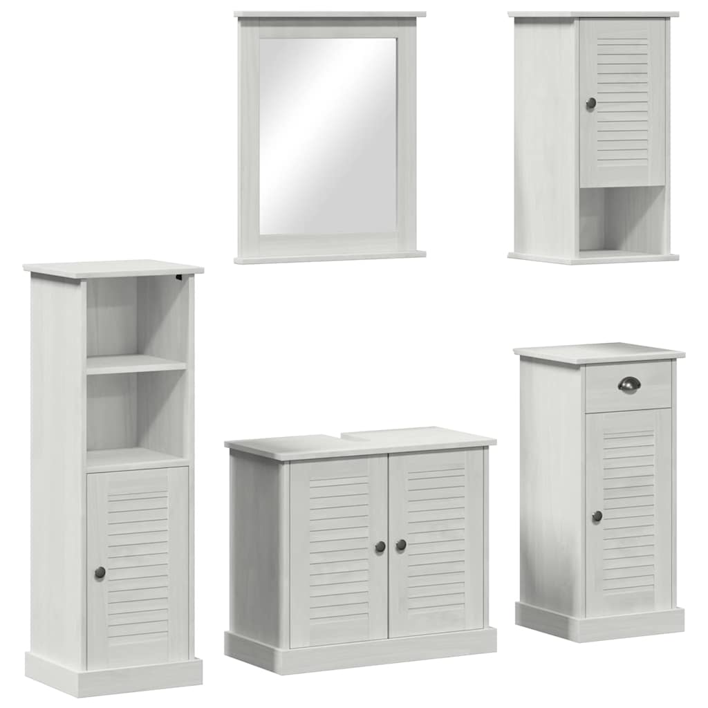 Bathroom Furniture Set VIGO 5 pcs Antique White Solid Pine Wood