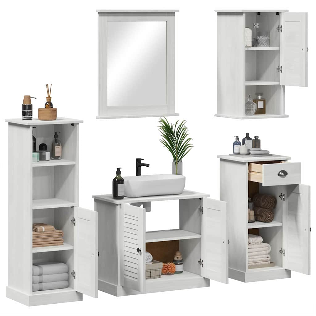 Bathroom Furniture Set VIGO 5 pcs Antique White Solid Pine Wood
