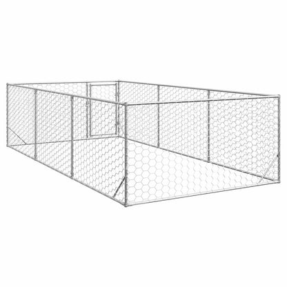 Outdoor Dog Kennel with Door 2x4x1 m Galvanised Steel