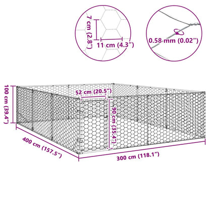 Outdoor Dog Kennel with Door 3x4x1 m Galvanised Steel