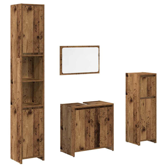 4 Piece Bathroom Furniture Set Old Wood Engineered Wood