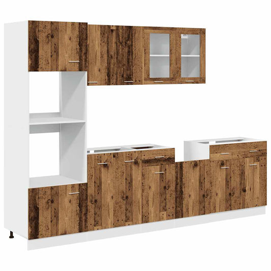 7 Piece Kitchen Cabinet Set Lyon" Old Wood Engineered Wood