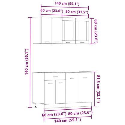 4 Piece Kitchen Cabinet Set Lyon Old Wood Engineered Wood