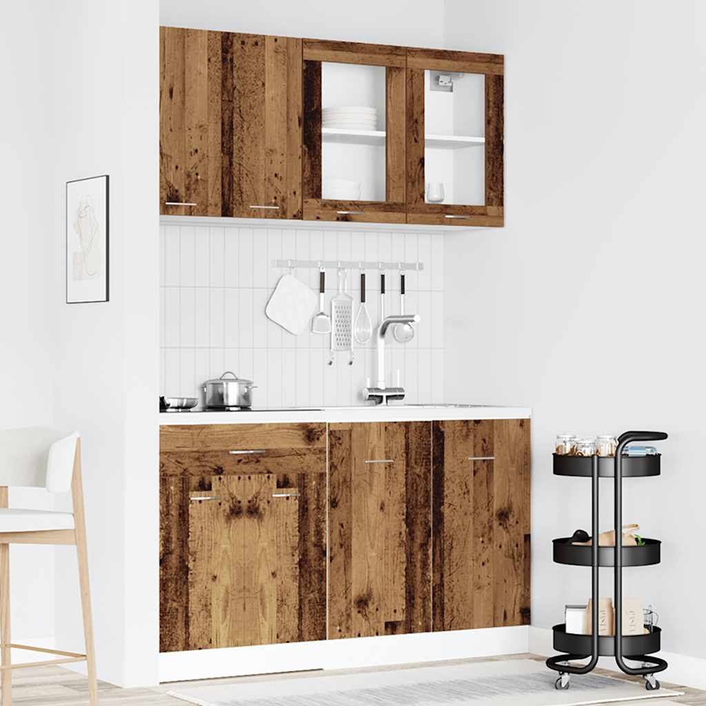4 Piece Kitchen Cabinet Set Lyon Old Wood Engineered Wood