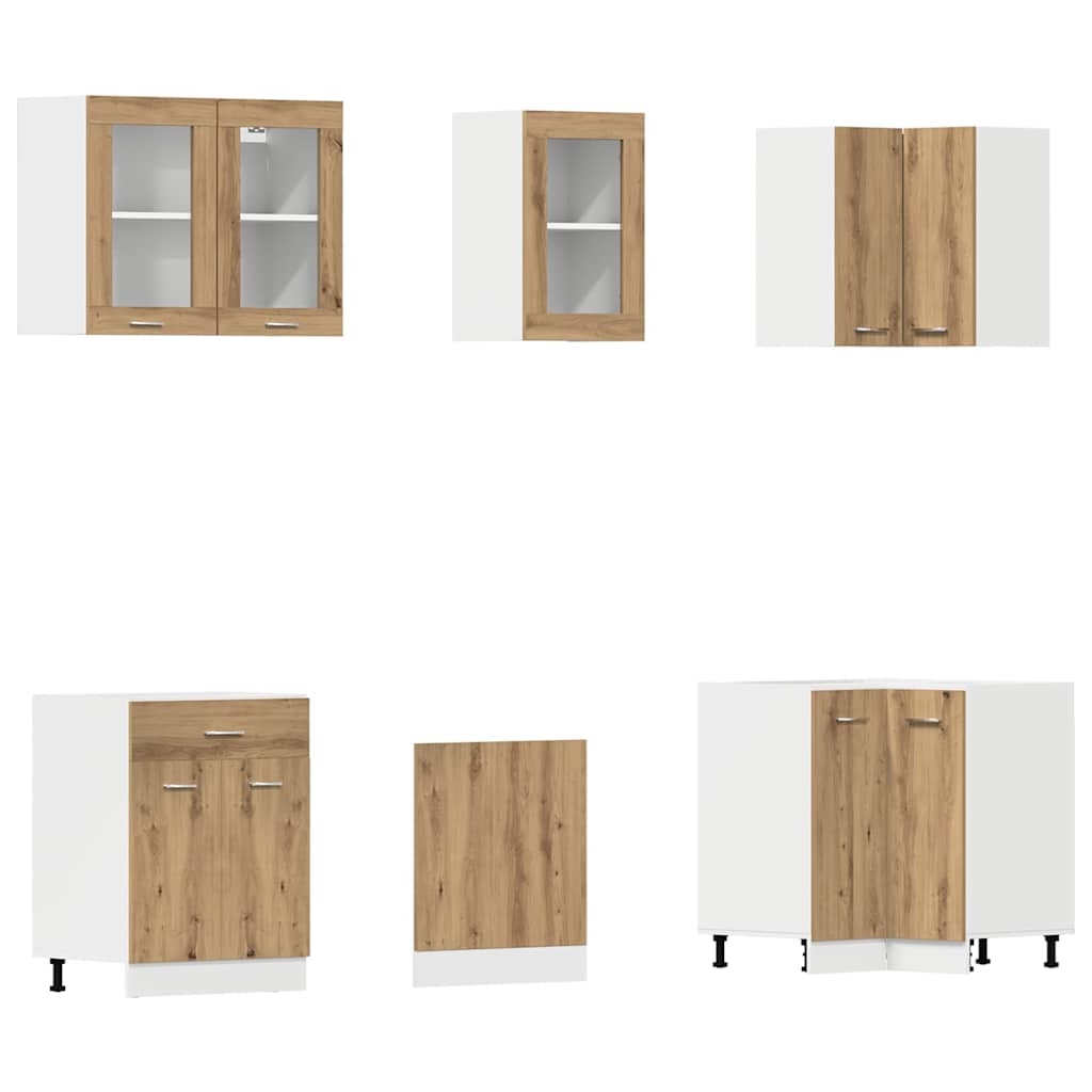 11 Piece Kitchen Cabinet Set Lyon Artisan Oak Engineered Wood