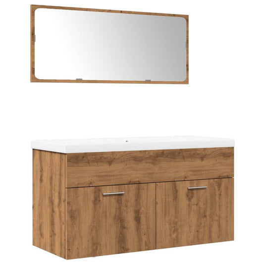 3 Piece Bathroom Furniture Set Artisan Oak Engineered Wood