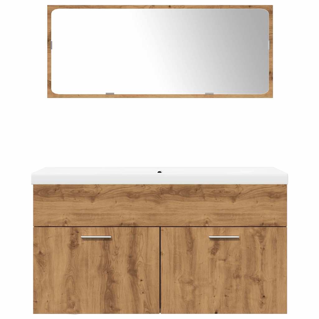 3 Piece Bathroom Furniture Set Artisan Oak Engineered Wood