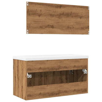 3 Piece Bathroom Furniture Set Artisan Oak Engineered Wood