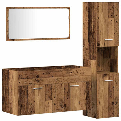 3 Piece Bathroom Furniture Set Old Wood Engineered Wood