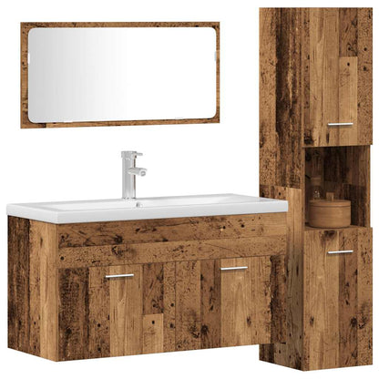 3 Piece Bathroom Furniture Set Old Wood Engineered Wood