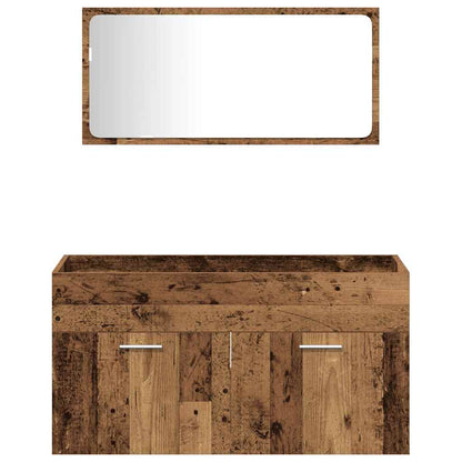 3 Piece Bathroom Furniture Set Old Wood Engineered Wood