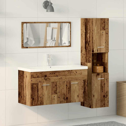 3 Piece Bathroom Furniture Set Old Wood Engineered Wood