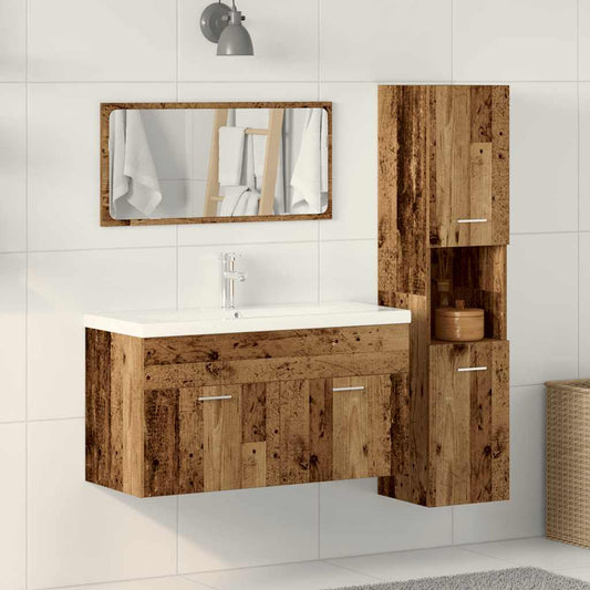 3 Piece Bathroom Furniture Set Old Wood Engineered Wood