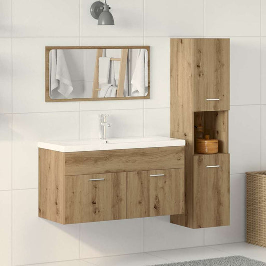 3 Piece Bathroom Furniture Set Artisan Oak Engineered Wood