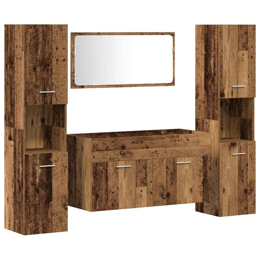 4 Piece Bathroom Furniture Set Old Wood Engineered Wood