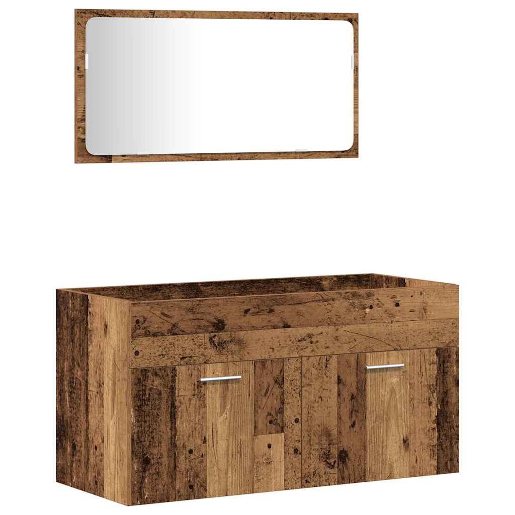 4 Piece Bathroom Furniture Set Old Wood Engineered Wood