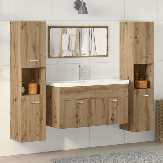 4 Piece Bathroom Furniture Set Artisan Oak Engineered Wood