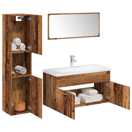 5 Piece Bathroom Furniture Set Old Wood Engineered Wood