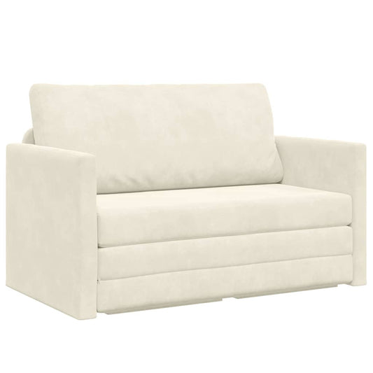 Sofa Bed Cream 124 x 204 x 61 cm Velvet
