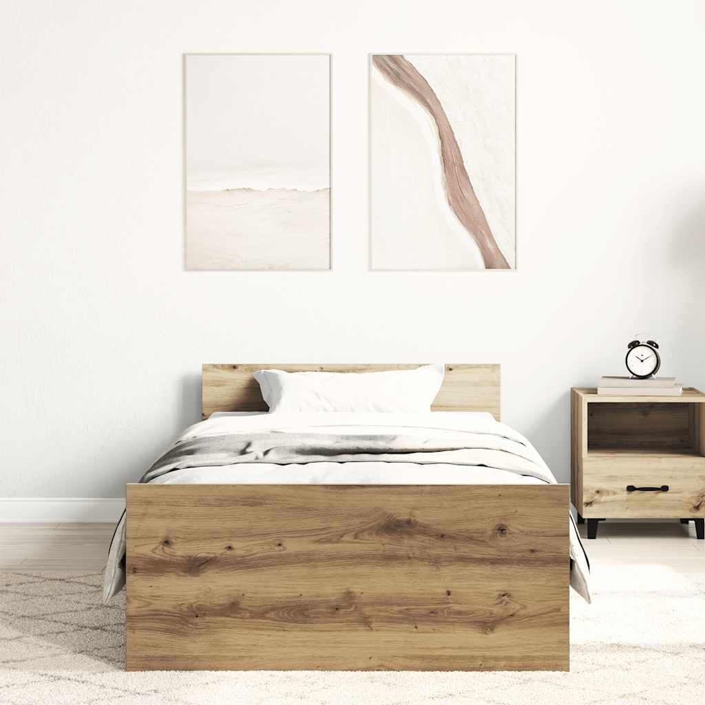Bed Frame without Mattress Artisan Oak 100x200 cm Engineered Wood