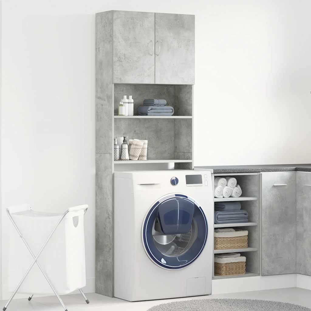 Washing Machine Cabinet Concrete Grey 64x24x190 cm