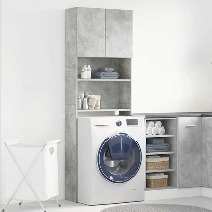 Washing Machine Cabinet Concrete Grey 64x24x190 cm