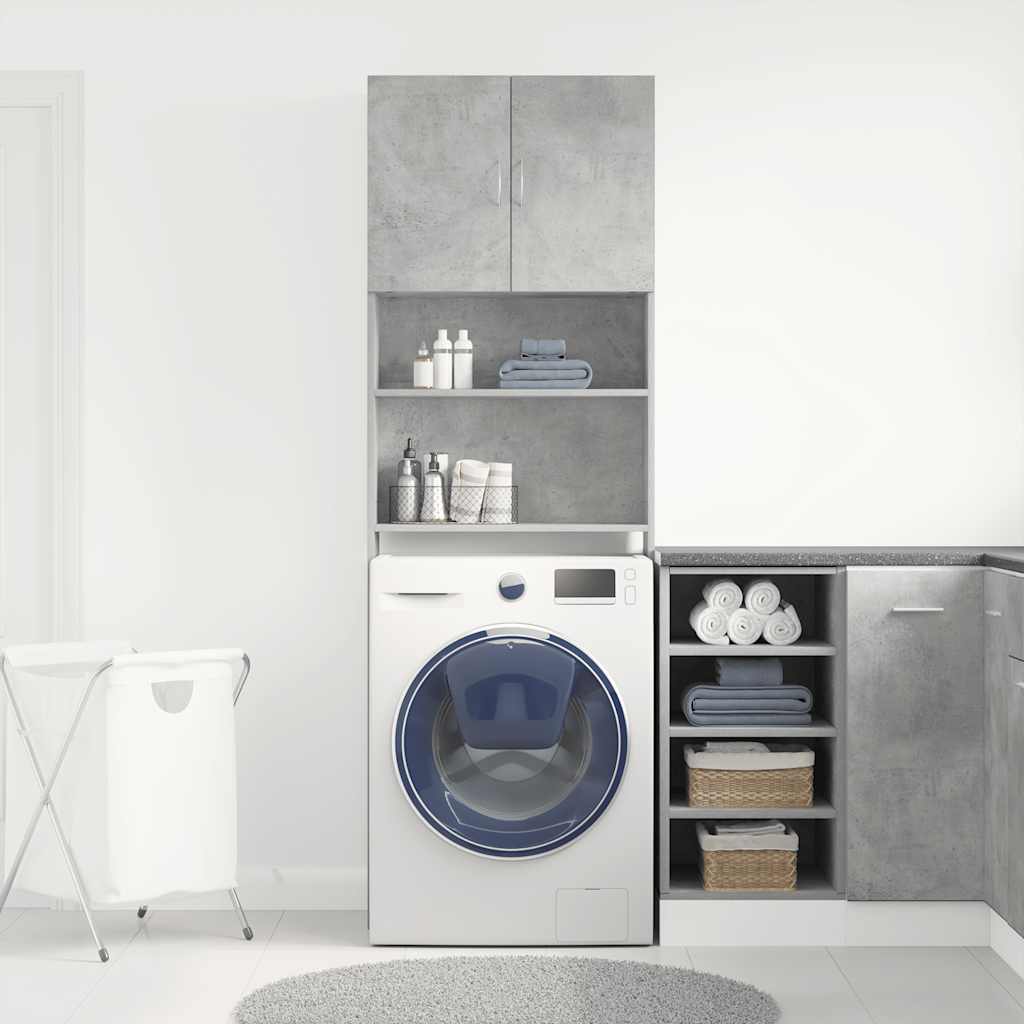 Washing Machine Cabinet Concrete Grey 64x24x190 cm