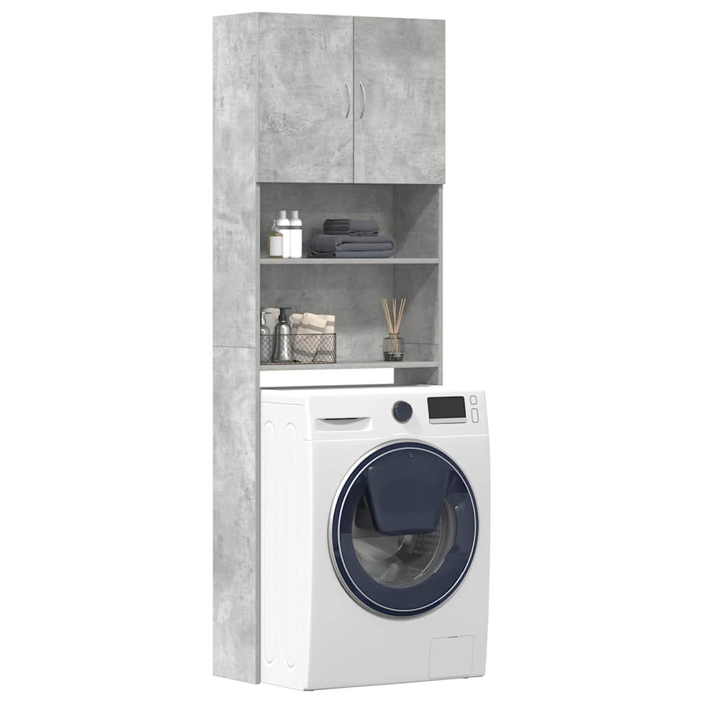 Washing Machine Cabinet Concrete Grey 64x24x190 cm