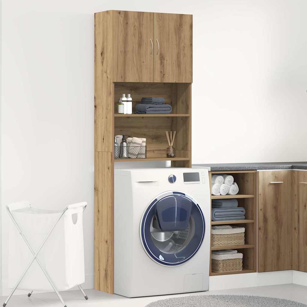 Washing Machine Cabinet Artisan Oak 64x24x190cm Engineered Wood