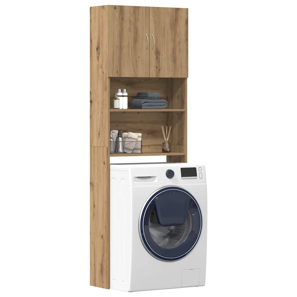 Washing Machine Cabinet Artisan Oak 64x24x190cm Engineered Wood