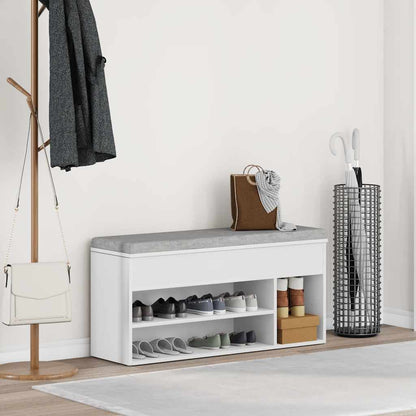 Shoe Bench White 102x30,5x45 cm Engineered Wood