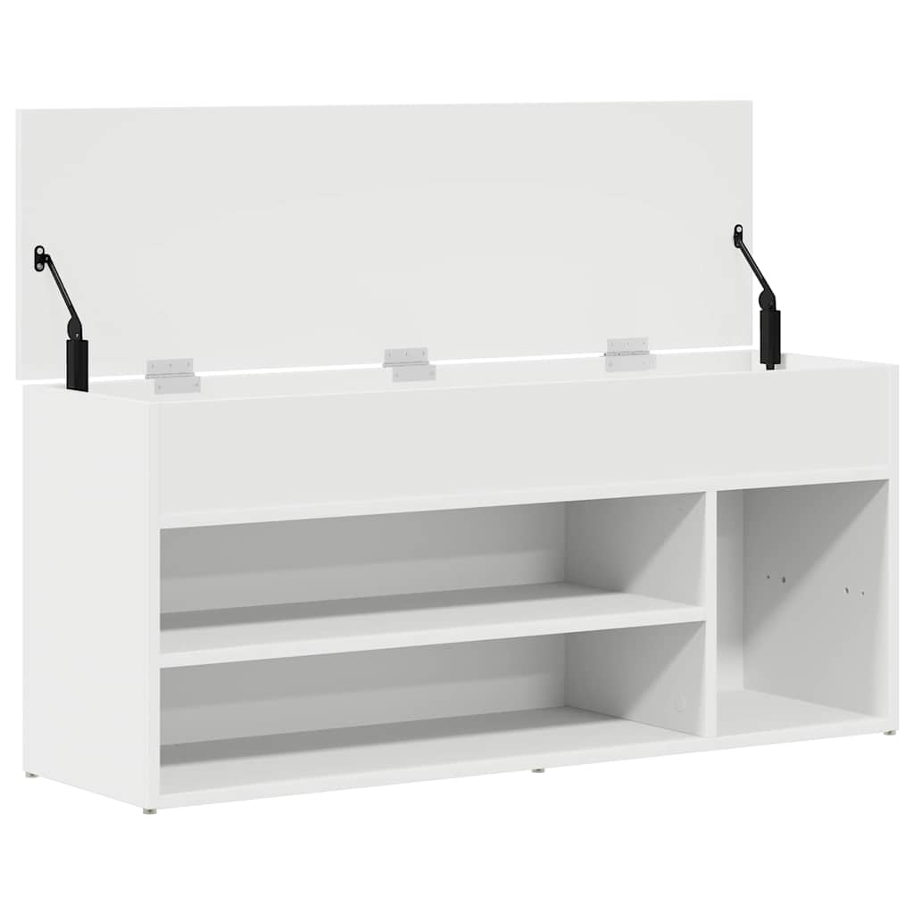 Shoe Bench White 102x30,5x45 cm Engineered Wood