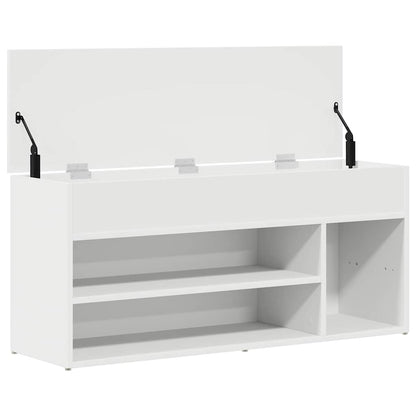 Shoe Bench White 102x30,5x45 cm Engineered Wood