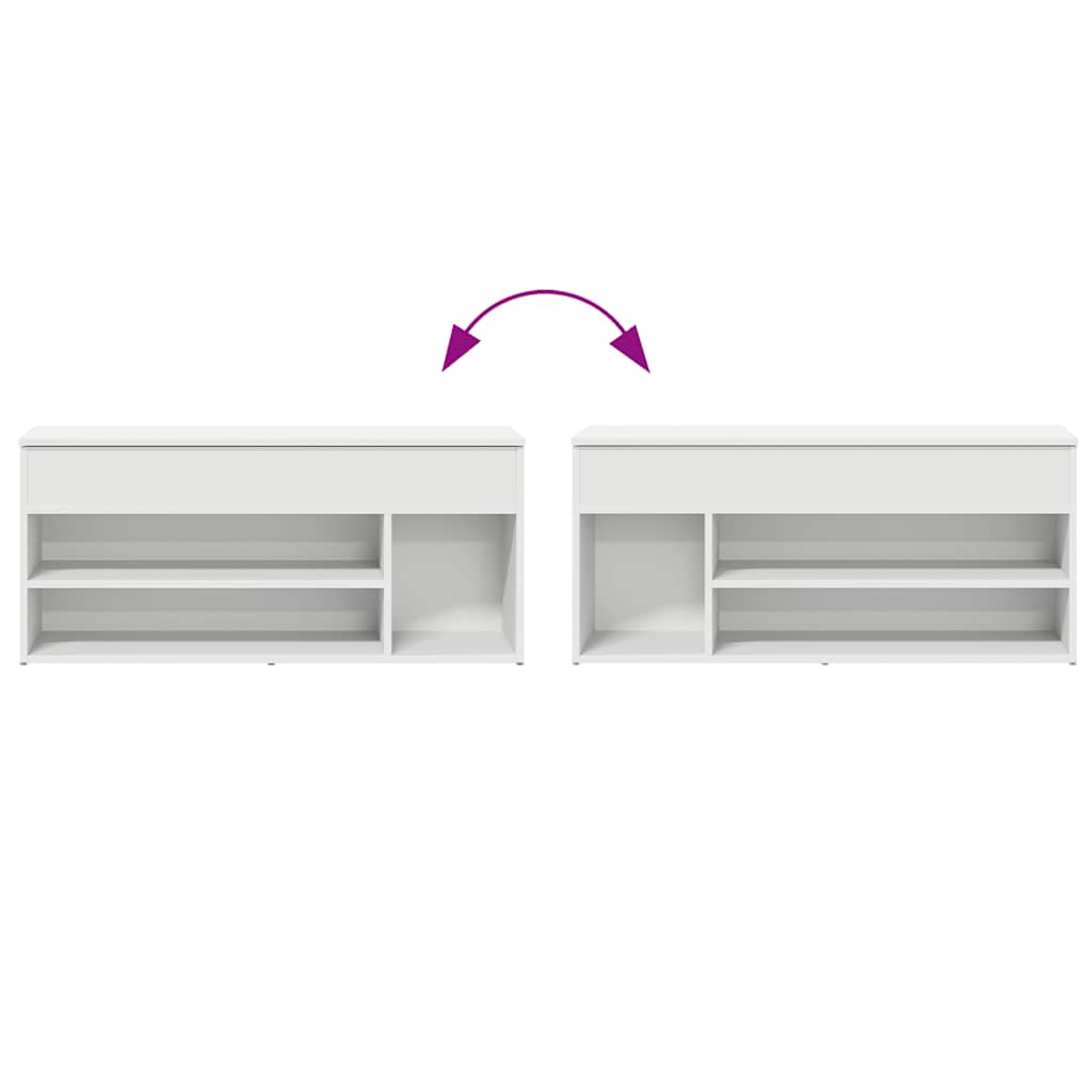 Shoe Bench White 102x30,5x45 cm Engineered Wood