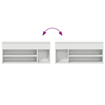 Shoe Bench White 102x30,5x45 cm Engineered Wood