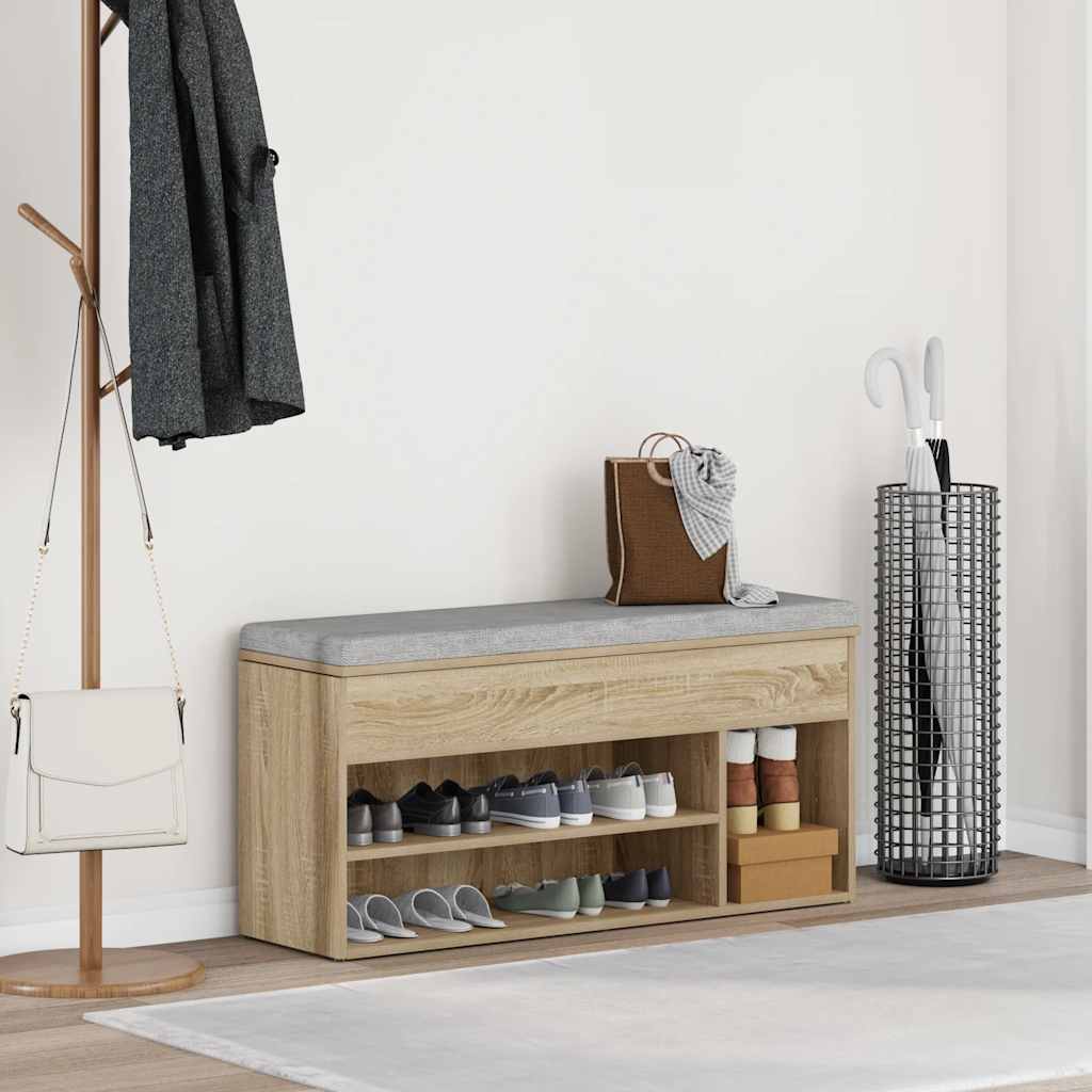 Shoe Bench Sonoma Oak 102x30,5x45 cm Engineered Wood