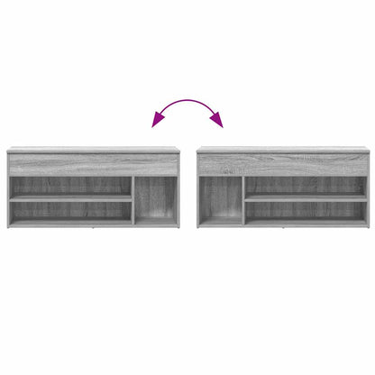 Shoe Bench Grey Sonoma 102x30.5x45 cm Engineered Wood