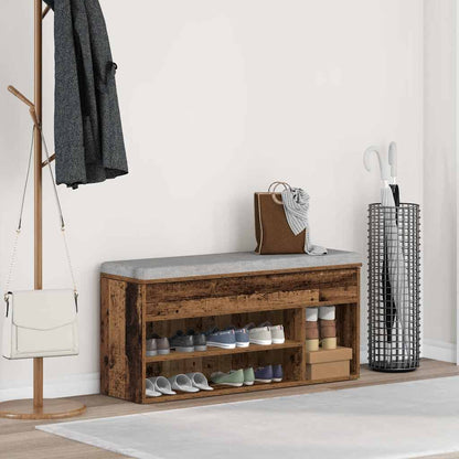 Shoe Bench Old Wood 102x30.5x45 cm Engineered Wood
