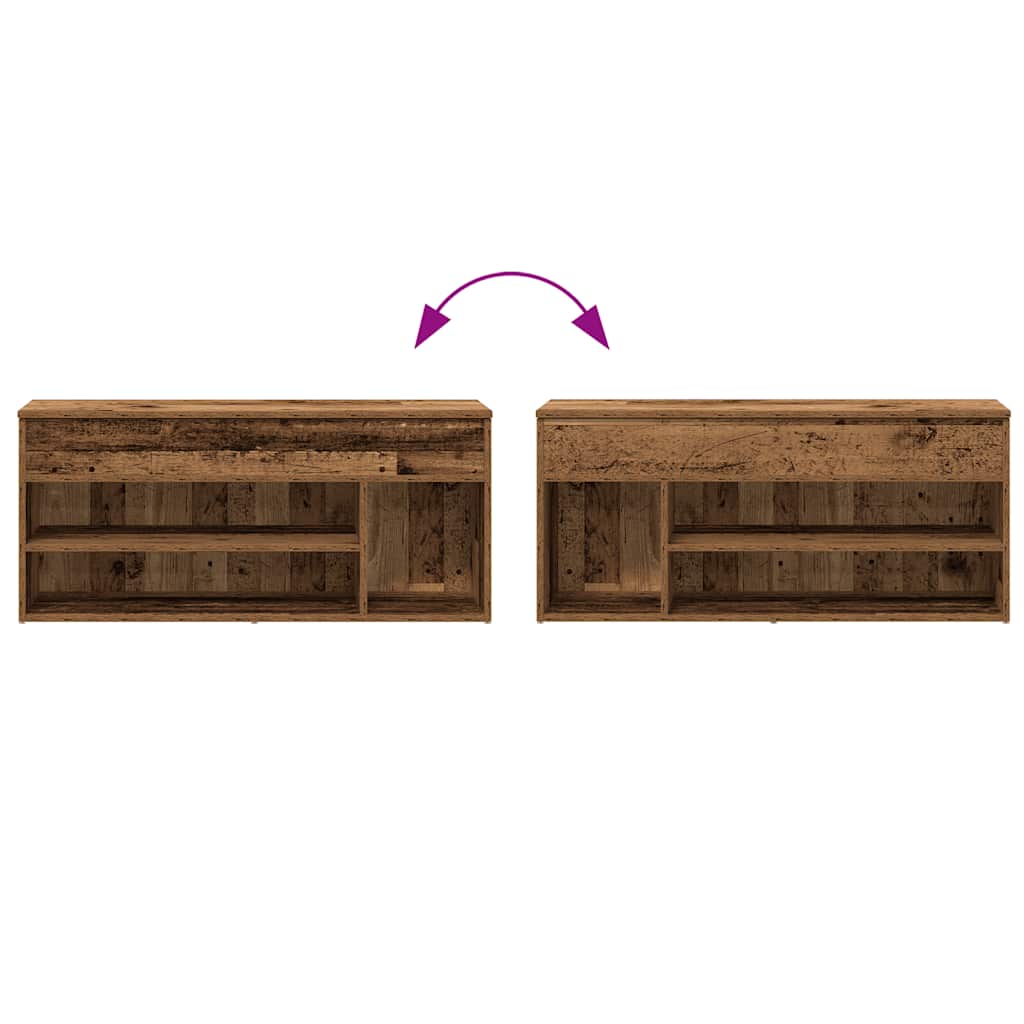 Shoe Bench Old Wood 102x30.5x45 cm Engineered Wood