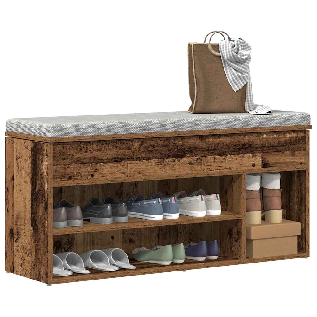 Shoe Bench Old Wood 102x30.5x45 cm Engineered Wood
