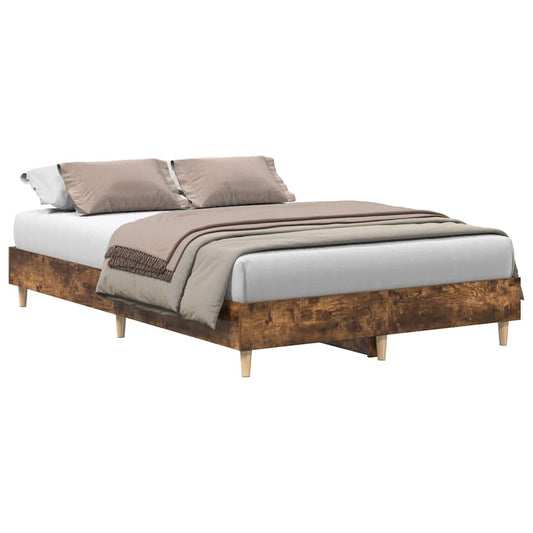 Bed Frame No Mattress Smoked Oak 120x200 cm Engineered Wood