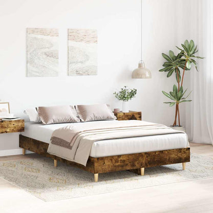 Bed Frame No Mattress Smoked Oak 120x200 cm Engineered Wood