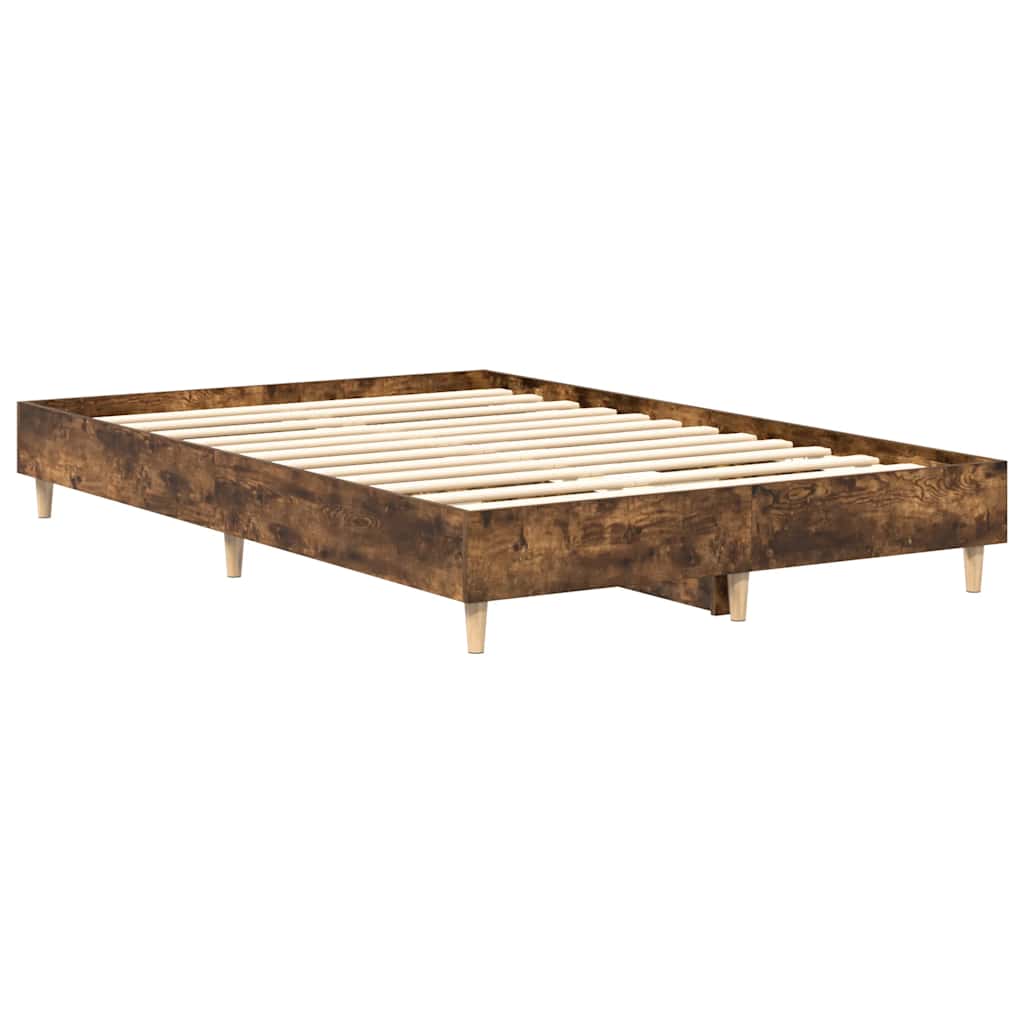 Bed Frame No Mattress Smoked Oak 120x200 cm Engineered Wood